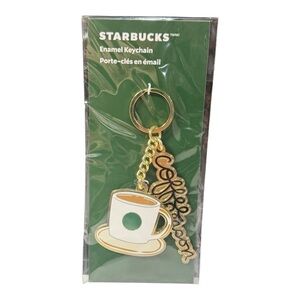 Starbucks Enamel Keychain Coffee Cup Coffee Person Script Charm NEW